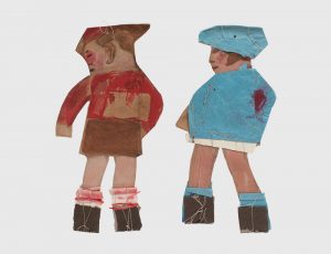 Pair of James Castle Collages of Children